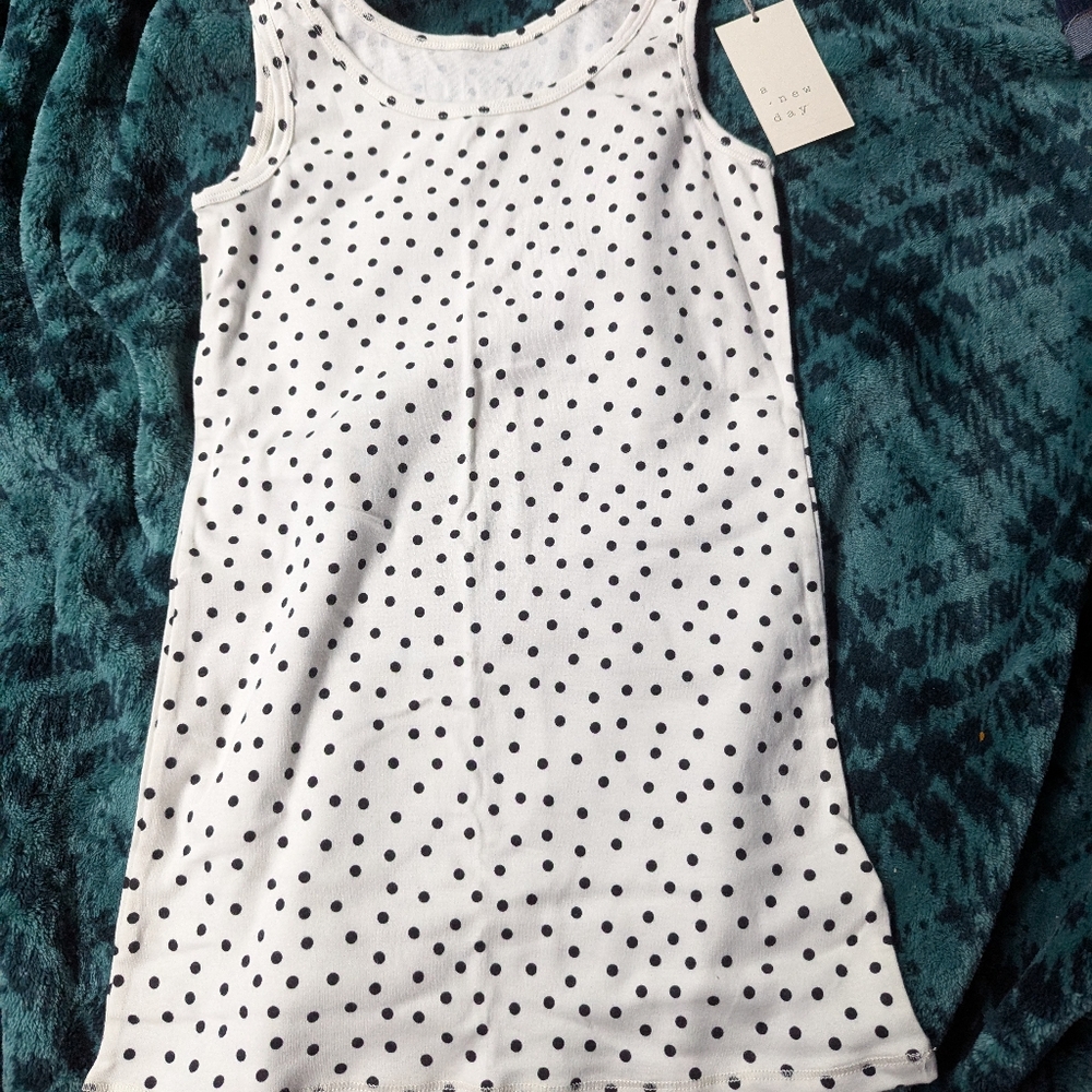 A New Day White and Black Polka Dot Kids Dress